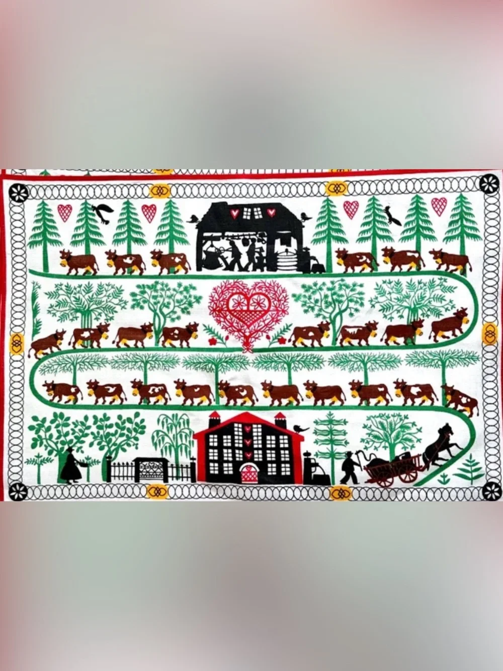 DESSIN DESPOSE MCM FOLK ART PLACEMATS 8pc RUSTIC FARMHOUSE DECOR COWS